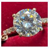 APPR $1665 10K Gold 2.14G Moissanite 1.31Ct Ring S
