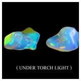 Pair 2pcs Rare AAA Floral Flash Play Of Color Crys