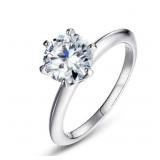 Silver 2.0ct Round Moissanite Ring Size 7.5