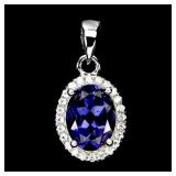 925 Sterling Silver Pendant Oval Iolite 8x6mm Natu