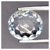 2.07ct Oval Natural Light Greenish Blue Aquamarine