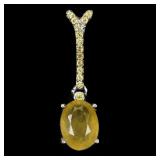 925 Sterling Silver Pendant Oval Sapphire 8x6mm Sa