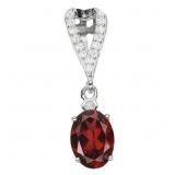 925 Sterling Silver Pendant Oval Mozambique Garnet