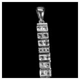 925 Sterling Silver Pendant Princess White Topaz N