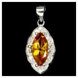 925 Sterling Silver Pendant Marquise Citrine 10x5m