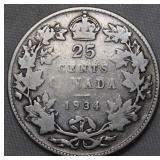 Canada 25 Cent 1934