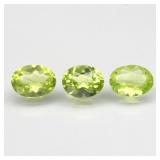 1.04ct 3pcs Lot Oval Natural Green Peridot - Untre