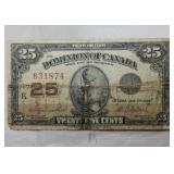 Dominion of Canada 25C Shinplaster 1923 DC-24d