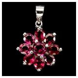 925 Sterling Silver Pendant Pear Rhodolite Garnet
