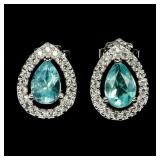 925 Sterling Silver Earrings Pear Apatite 6x4mm Na