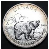 Canada $5 Wildlife 1oz Silver 2011 Grizzly Bear