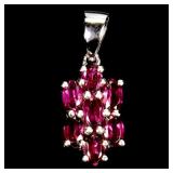 925 Sterling Silver Pendant Oval Rhodolite Garnet