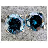 Lab Blue Diamond 0.34Ct Earrings Retail Value $800