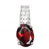 925 Sterling Silver Pendant Oval Mozambique Garnet