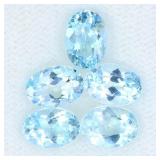 Oval Cut Natural Top Sky Blue Topaz Africa 5pcs 4.