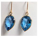 APPR $730 10K Gold 1g Blue Topaz 4.1ct Earring