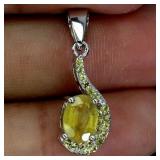 925 Sterling Silver Pendant Oval Yellow Sapphire 7