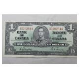 Canada $1 Banknote 1937 BC-21c Gordon Towers Uncir