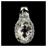 925 Sterling Silver Pendant Oval Morganite 7x5mm N
