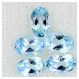 Oval Cut Natural Top Sky Blue Topaz Africa 5pcs 2.