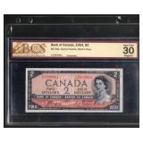 BCS VF30 Canada 1954 $2 Note Devil's Face