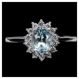 925 Sterling Silver Ring Oval Aquamarine 7x5mm Nat