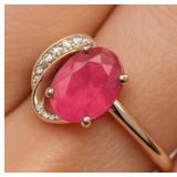 Silver 2.61g Genuine Ruby 1ct Ring Size