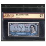 BCS VF25 Canada 1954 $5 Note Devil's Face
