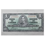 Canada $1 Banknote 1937 BC-21d Coyne Towers Uncirc