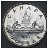 Canada Silver Dollar 1951 Uncirculated