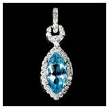925 Sterling Silver Pendant Marquise Swiss Blue To