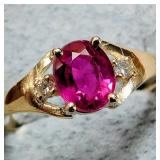 APPR $1170 10K Gold 1.61g Lab Ruby 0.95ct Dia 0. S