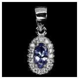 925 Sterling Silver Pendant Oval Tanzanite 5x3mm N