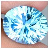 Oval Concave Cut Swiss Blue Topaz 6.98ct 13x10.5mm