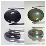 0.93ct 8x6.5mm Oval Cabochon Natural Black Opal -