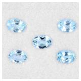 Oval Cut Natural Top Sky Blue Topaz Africa 5pcs 4.