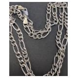 Silver 9.3g Rhodium Plated Hollow Chain 24'