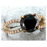 APPR $2940 10K Gold 2.02g Black Diamond 2ct Size 6