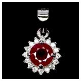 925 Sterling Silver Pendant Round Ruby 5mm Natural