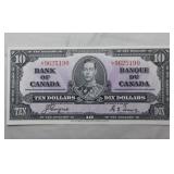 Canada $10 Banknote 1937 BC-24c Coyne Towers Uncir