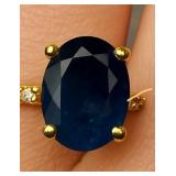 APPR $1535 10K Gold 1.52G Blue Sapphire 1.4Ct Dia