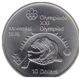 Silver 1975 Canada $10 Olympic Coin