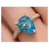 APPR $1900 10K Gold 1.51g Blue Topaz 1.12ct Ring S