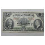 Bank of Montreal $5 Banknote 1938 505-62-02