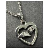 Silver 2g Diamond heart Design Rhodium Plated