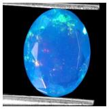 Rare Oval Natural Rainbow Blue Fire Opal Ethiopia