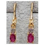 Silver 1.74g Created Ruby App 0.4ct Earring