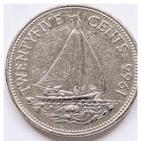 Bahamas 1966 Elizabeth II 25 CENTS coin 24mm