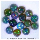 Round Cab AAA Floral Flash Play Of Color Black Opa