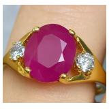 APPR $2100 10K Gold 1.2g Ruby 0.45+0.06ct Ring Siz